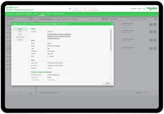 Giao diện EcoStruxure Power Monitoring Expert